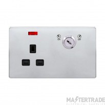 Definity SFCH655BK 13A 1 Gang DP Key Lockable Switched Socket With Neon(Double Plate)