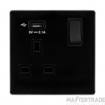 Definity SFMB771UBK 13A 1 Gang Switched Socket Outlet With Single 2.1A USB Outlet