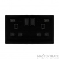 Definity SFMB780BK 13A 2 Gang Switched Socket Outlet With Twin 2.1A USB Outlets