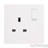 Click SFMW1035PW Definity 1 Gang DP Switched Socket 3P Safety Shutter 13A Polar White/Metal White