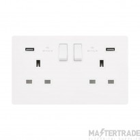 Definity SFMW780PW 13A 2 Gang Switched Socket Outlet With Twin 2.1A USB Outlets
