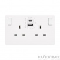 Definity SFMW786PW 13A 2 Gang Switched Socket Outlet With Type A & C USB (4.2A) Outlets
