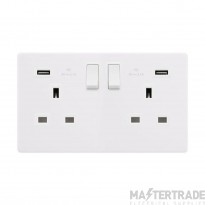 Definity SFPW780PW 13A 2 Gang Switched Socket Outlet With Twin 2.1A USB Outlets