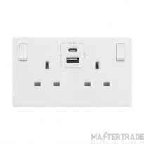 Definity SFPW786PW 13A 2 Gang Switched Socket Outlet With Type A & C USB (4.2A) Outlets