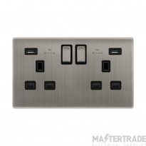 Definity SFSS580BK 13A 2 Gang Switched Socket Outlet With Twin 2.1A USB Outlets