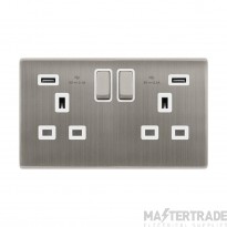 Definity SFSS580PW 13A 2 Gang Switched Socket Outlet With Twin 2.1A USB Outlets
