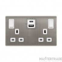 Definity SFSS586PW 13A 2 Gang Switched Socket Outlet With Type A & C USB (4.2A) Outlets