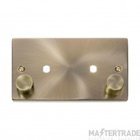 Click Deco VPAB186 2 Gang Unfurnished Dimmer Plate & Knobs (1630W Max) - 2 Apertures Antique Brass