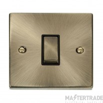 Click Deco Plate Switch 1 Gang 2 Way Black Insert Victorian 10A Antique Brass