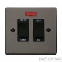 Click Deco Switch DP c/w Neon Sink/Bath Black Insert Victorian 20A Nickel