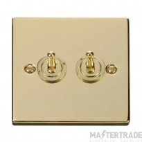 Click Deco VPBR422 10AX 2 Gang 2 Way Toggle Plate Switch Brass