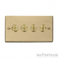 Click Deco VPBR424 10AX 4 Gang 2 Way Toggle Plate Switch Brass