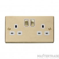 Click Deco VPBR536WH 13A 2 Gang DP Switched Socket Outlet Brass