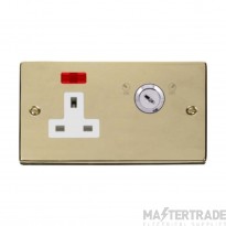 Click Deco VPBR675WH 13A 1 Gang DP Key Lockable Switched Socket With Neon (Double Plate) Brass