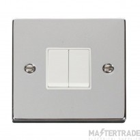 Click Deco Plate Switch 2 Gang Way White Insert Victorian 10A Polished Chrome