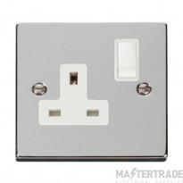 Click Deco Socket 1 Gang DP Switched White Insert Victorian 13A Polished Chrome