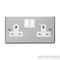 Click Deco VPCH036WH 13A 2 Gang DP Switched Socket Outlet Chrome