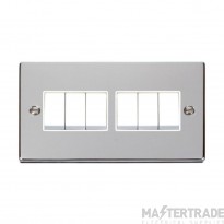 Click Deco VPCH105WH 10AX 6 Gang 2 Way Plate Switch Chrome