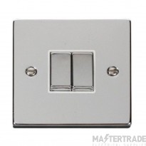 Click Deco VPCH412WH 10AX 2 Gang 2 Way Plate Switch Chrome