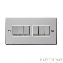 Click Deco VPCH416WH 10AX 6 Gang 2 Way Plate Switch Chrome