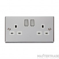 Click Deco VPCH536WH 13A 2 Gang DP Switched Socket Outlet Chrome