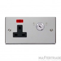 Click Deco VPCH675BK 13A 1 Gang DP Key Lockable Switched Socket With Neon (Double Plate) Chrome