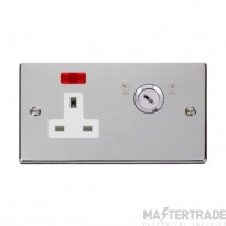 Click Deco VPCH675WH 13A 1 Gang DP Key Lockable Switched Socket With Neon (Double Plate) Chrome