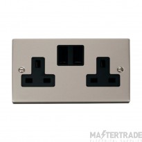 Click Deco VPPN036BK 13A 2 Gang DP Switched Socket Outlet Pearl Nickel