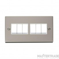 Click Deco VPPN105WH 10AX 6 Gang 2 Way Plate Switch Pearl Nickel