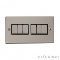 Click Deco VPPN416BK 10AX 6 Gang 2 Way Plate Switch Pearl Nickel