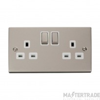 Click Deco VPPN536WH 13A 2 Gang DP Switched Socket Outlet Pearl Nickel