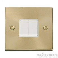 Click Deco VPSB012WH 10AX 2 Gang 2 Way Plate Switch Satin Brass