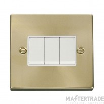 Click Deco VPSB013WH 10AX 3 Gang 2 Way Plate Switch Satin Brass