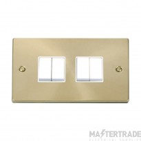 Click Deco VPSB019WH 10AX 4 Gang 2 Way Plate Switch Satin Brass