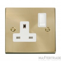 Click Deco VPSB035WH 13A 1 Gang DP Switched Socket Outlet Satin Brass
