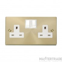 Click Deco VPSB036WH 13A 2 Gang DP Switched Socket Outlet Satin Brass