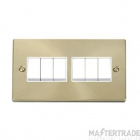 Click Deco VPSB105WH 10AX 6 Gang 2 Way Plate Switch Satin Brass