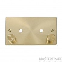 Click Deco VPSB186 2 Gang Unfurnished Dimmer Plate & Knobs (1630W Max) - 2 Apertures Satin Brass