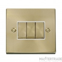 Click Deco VPSB413WH 10AX 3 Gang 2 Way Plate Switch Satin Brass