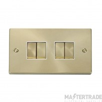 Click Deco VPSB414WH 10AX 4 Gang 2 Way Plate Switch Satin Brass