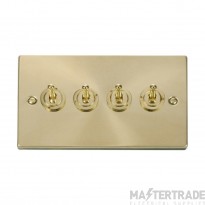 Click Deco VPSB424 10AX 4 Gang 2 Way Toggle Plate Switch Satin Brass