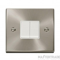 Click Deco VPSC012WH 10AX 2 Gang 2 Way Plate Switch Satin Chrome