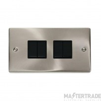Click Deco VPSC019BK 10AX 4 Gang 2 Way Plate Switch Satin Chrome