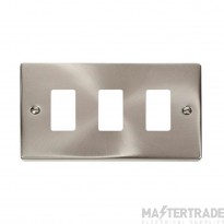Click Deco VPSC20403 3 Gang GridPro Frontplate Satin Chrome