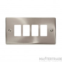 Click Deco VPSC20404 4 Gang GridPro Frontplate Satin Chrome