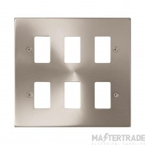 Click Deco VPSC20506 6 Gang GridPro Frontplate Satin Chrome