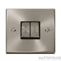 Click Deco VPSC412BK 10AX 2 Gang 2 Way Plate Switch Satin Chrome