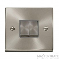 Click Deco VPSC412GY 10AX 2 Gang 2 Way Plate Switch Satin Chrome