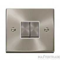 Click Deco VPSC412WH 10AX 2 Gang 2 Way Plate Switch Satin Chrome