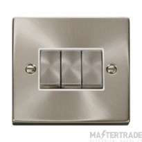 Click Deco VPSC413WH 10AX 3 Gang 2 Way Plate Switch Satin Chrome
